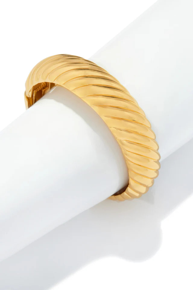 Miss Lola | Mariza Gold Textured Bangle | MISS LOLA