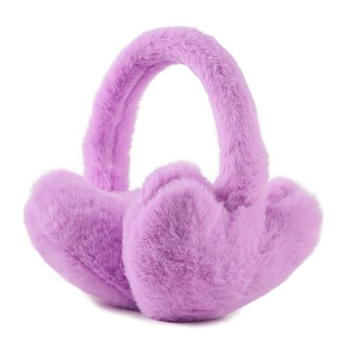 Yuoahcn Toddler Kids Winter Earmuffs Girl Warm Ear Muffs Baby Girls Plush Ear Warmers Cute Bow Ear Covers Headband 3-8Y (Heart Purple) | Amazon (US)