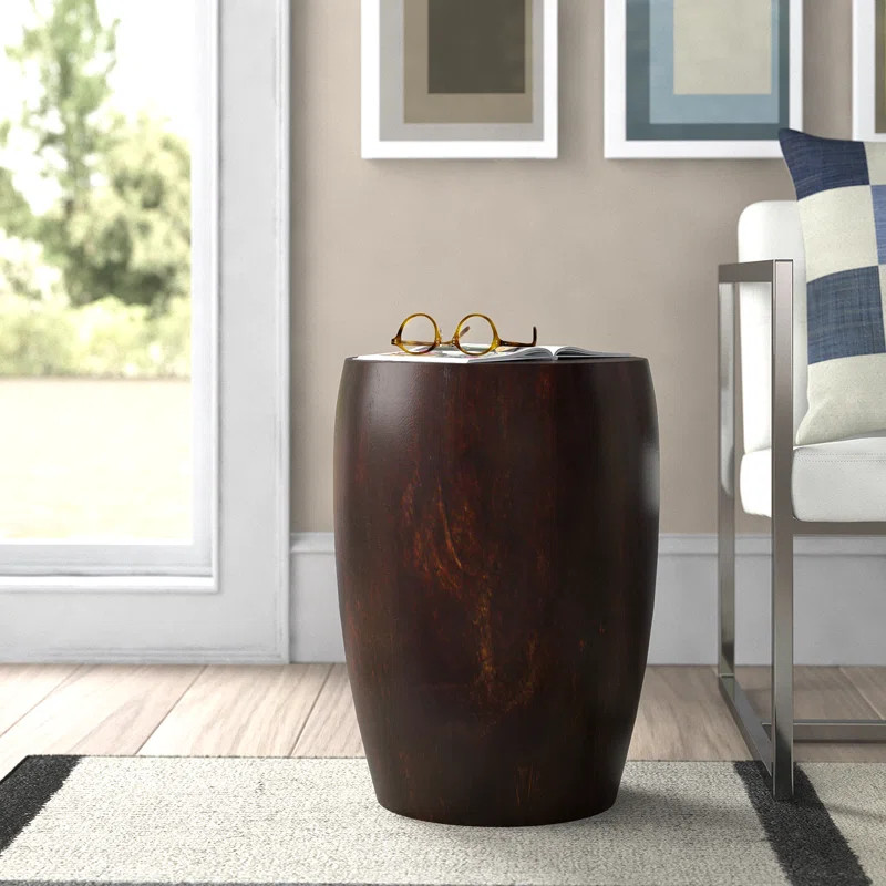 Livos Dark Walnut Oil Sitka Solid Wood Drum End Table | Wayfair Professional