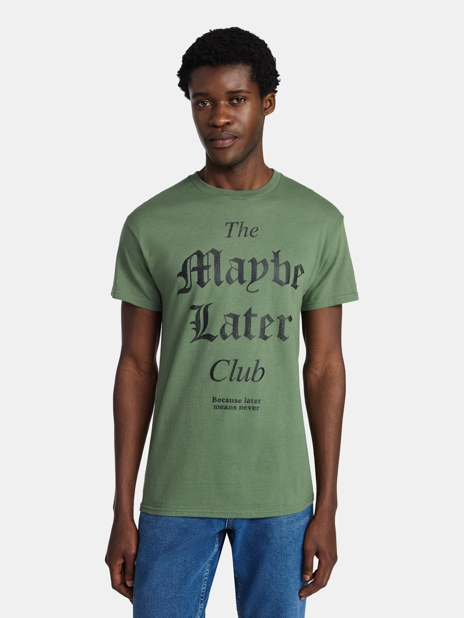Humor Men's and Big Men's Maybe Later Club Cotton Graphic Tee with Short Sleeves, Size S-3XL | Walmart (US)