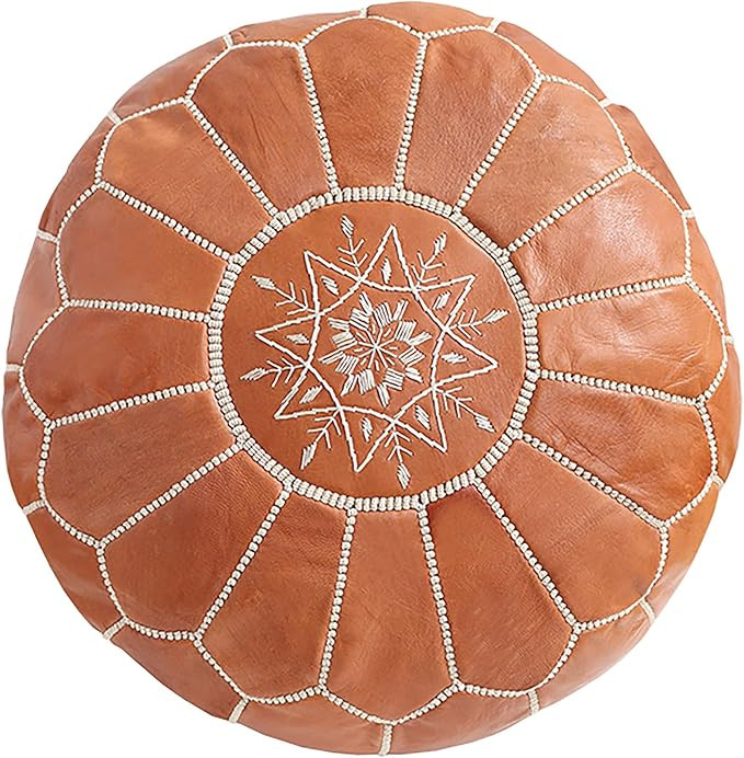 Moroccan Poufs Leather Luxury Ottomans Footstools Tan Unstuffed | Amazon (US)
