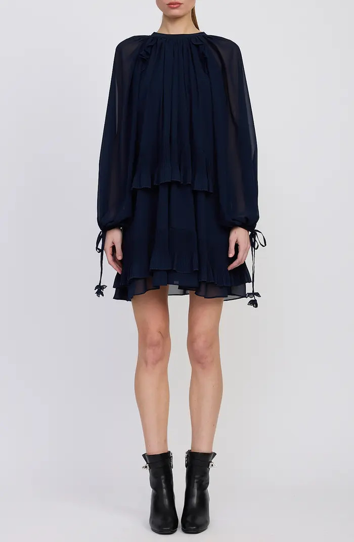 Nicolette Tiered Ruffle Long Sleeve Trapeze Dress | Nordstrom