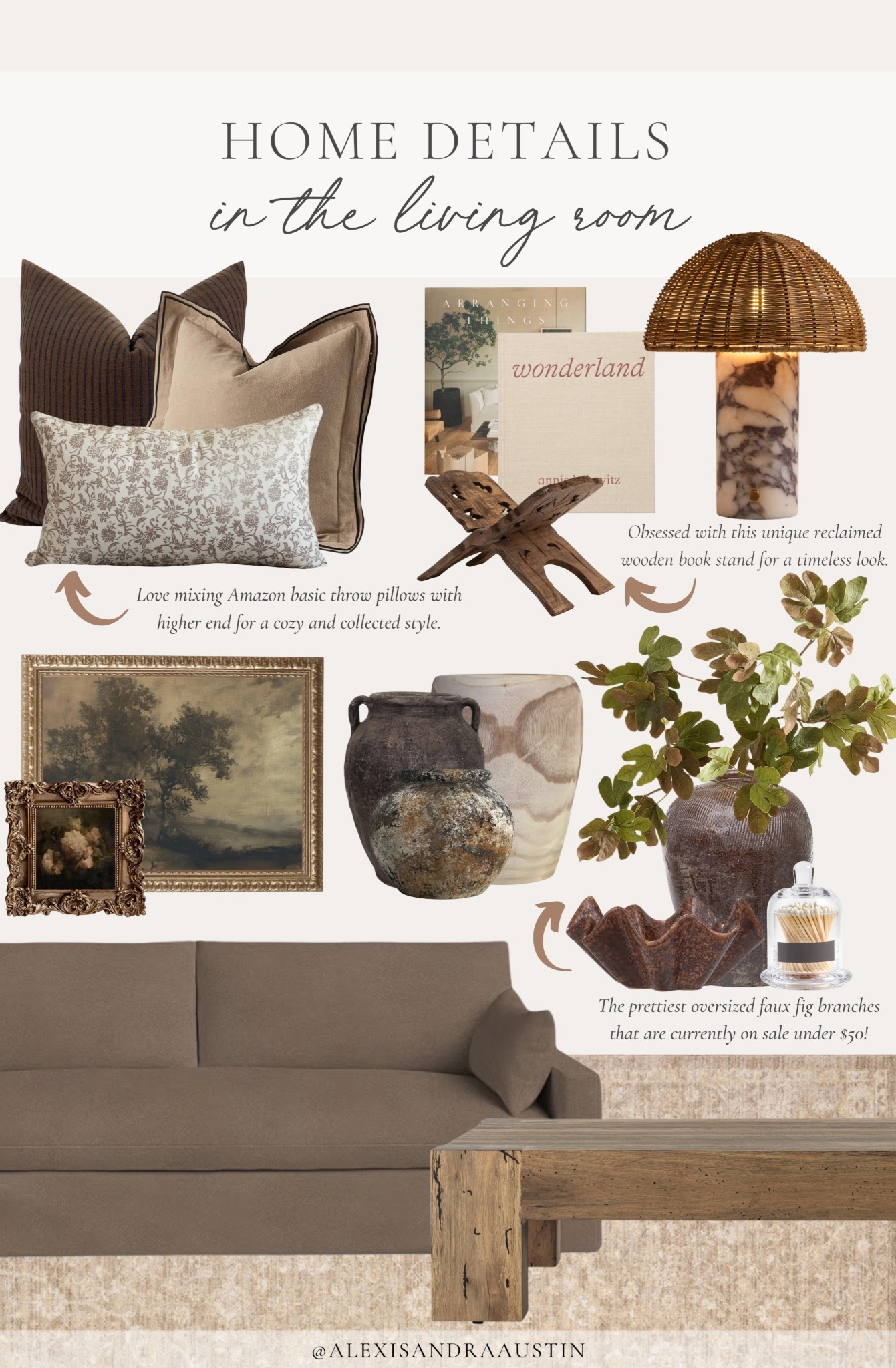 Home details around the living room! Loving a collected and organic style for functional, timeless looks around the home. From faux stems to textured throw pillows, find all of my favorite home items for a refreshed look!

Home finds, neutral home inspo, furniture favorites, neutral wood tones, collected style, spring refresh, table lamp, marble detail, cozy sofa, neutral area rug, vase favorites, digital art, faux stems, neutral decor book, book stand, cloche, coffee table details, Wayfair, found it on Amazon, Etsy, Pottery Barn style, Loloi, 

#LTKHome #LTKSeasonal