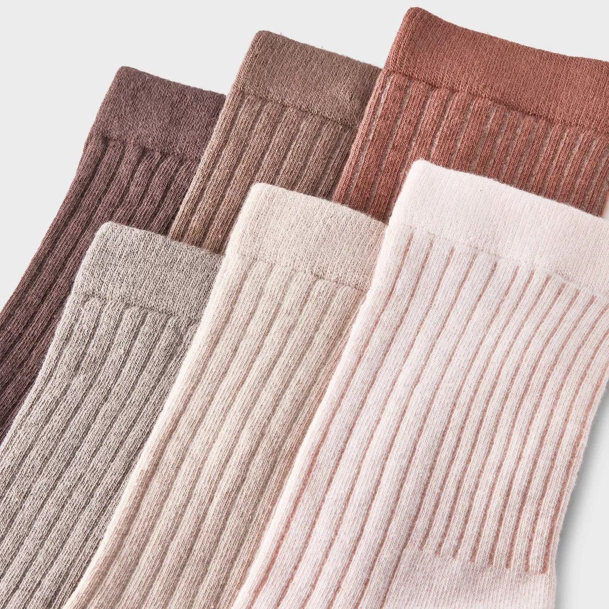 Women's Variegated Ribbed 6pk Mid Crew Socks - A New Day\u2122 Peach/Beige/Brown 4-10: Cotton Ble... | Target