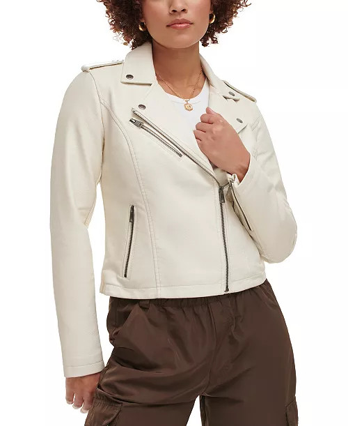 Women's Classic Faux Leather Asymmetrical Moto Jacket | Macy's