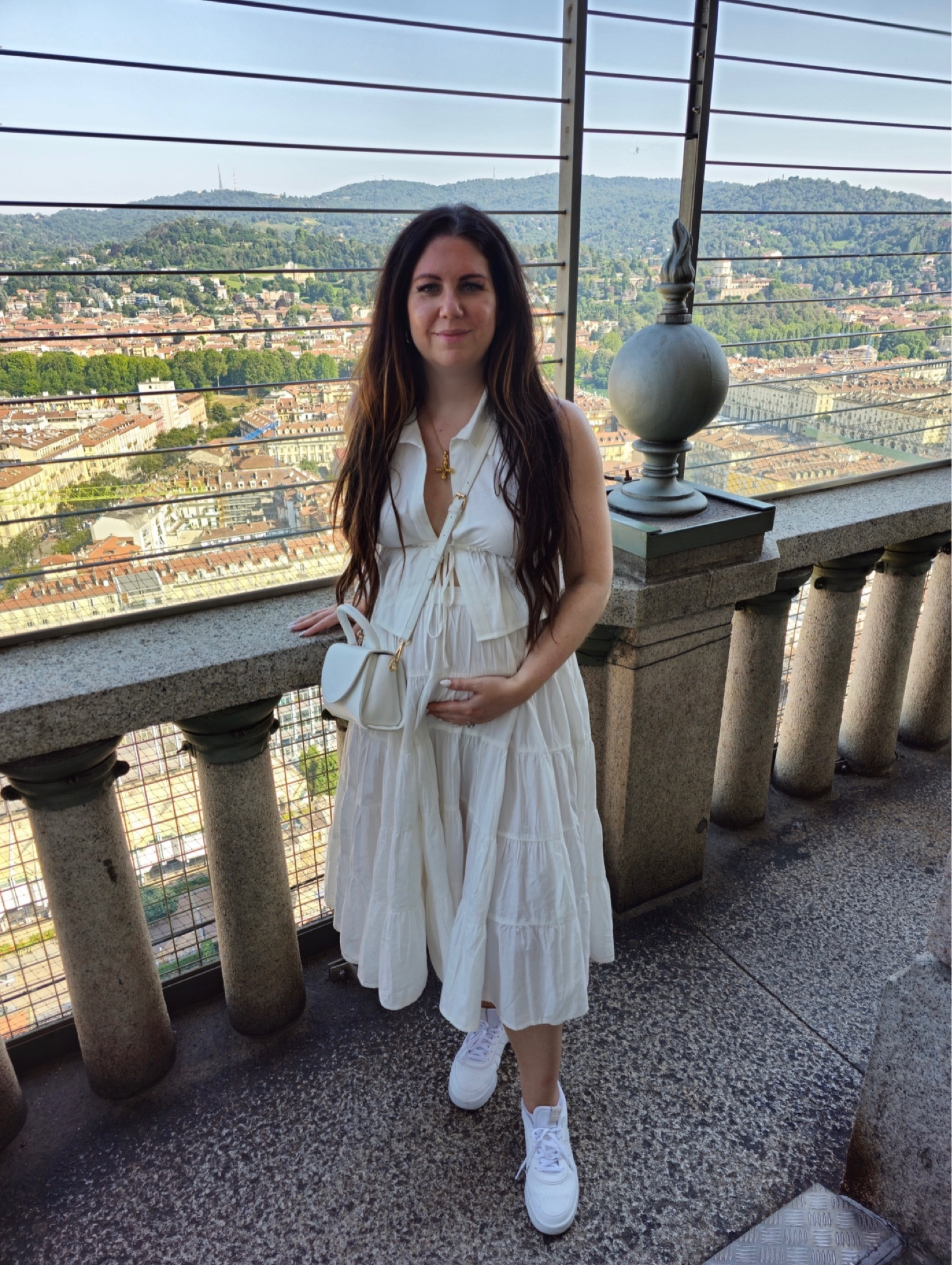 Italy outfit, summer outfit, bump friendly, midi skirt, maxi skirt, crop top, summer top, white skirt, white sleeveless top, white adidas sneakers

#LTKSeasonal #LTKshoecrush #LTKbump