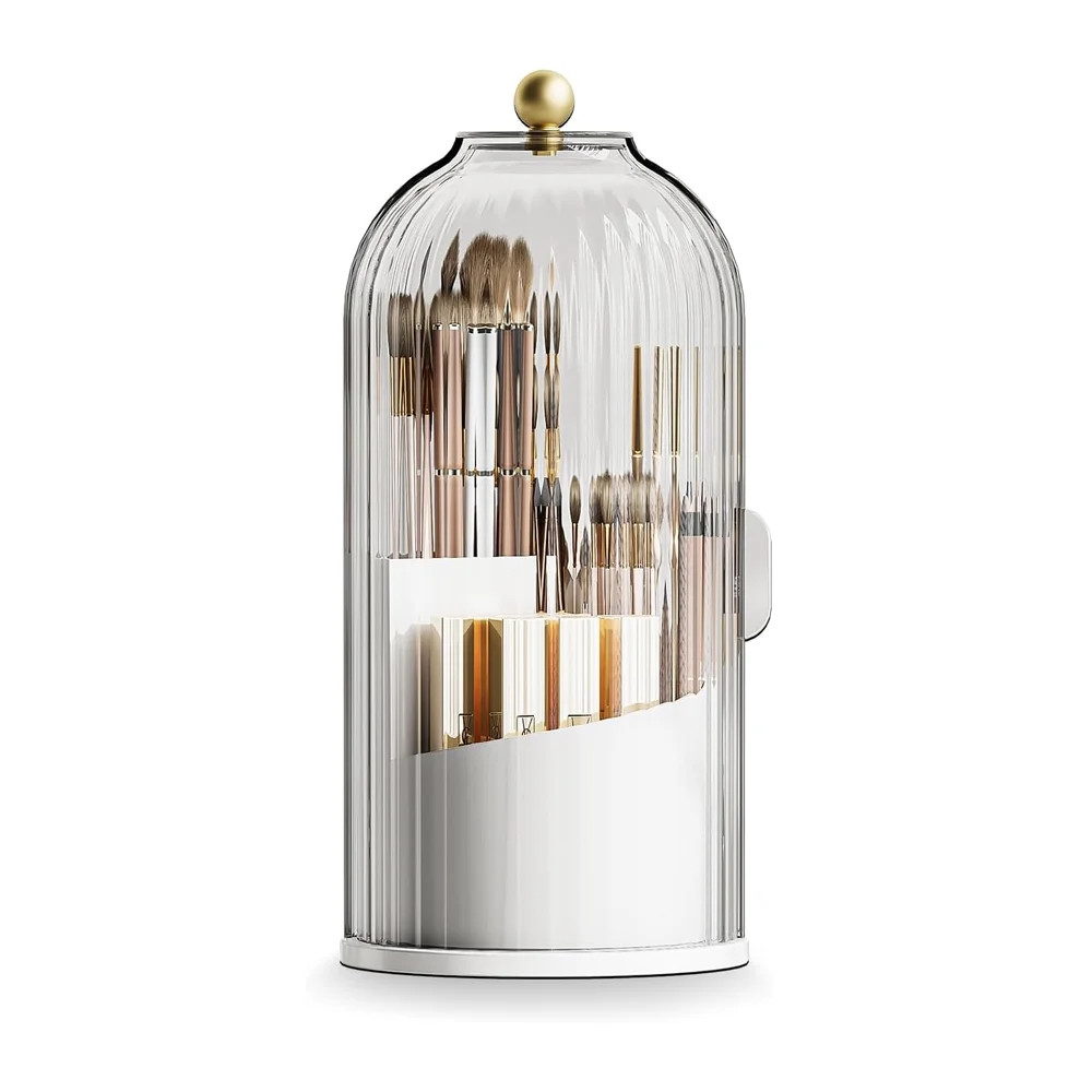VacYaYa Makeup Brush Holder Organizer with Lid,360 Rotating Clear Dust Proof Makeup Brushes Organ... | Walmart (US)