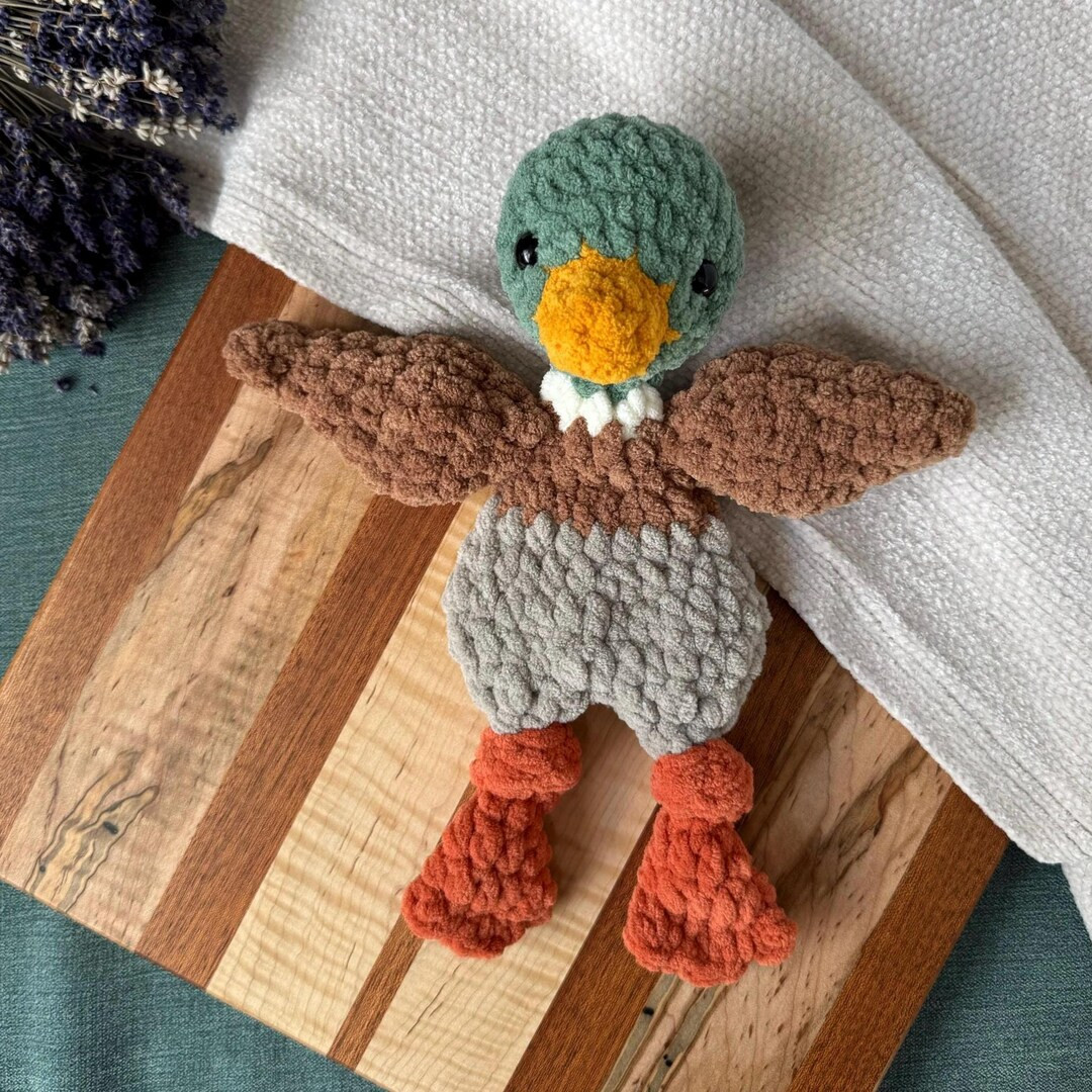 Crochet Mallard Duck Lovey: Plush Baby Snuggler, Farm Nursery Decor - Etsy | Etsy (US)