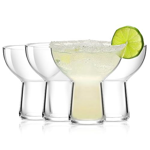 LEYU Stemless Margarita Glasses Set of 4, 11oz Margarita Glass for Frozen Cocktail, Mixed Drinks, Martini, Wine Glasses Set, Hand-Blown Glass Cups-Clear | Amazon (US)