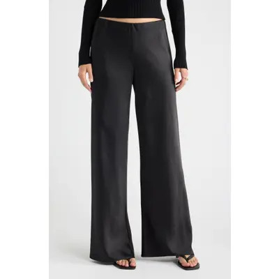 Open Edit Satin Wide Leg Pull On Pants (Women) | Nordstrom | Nordstrom