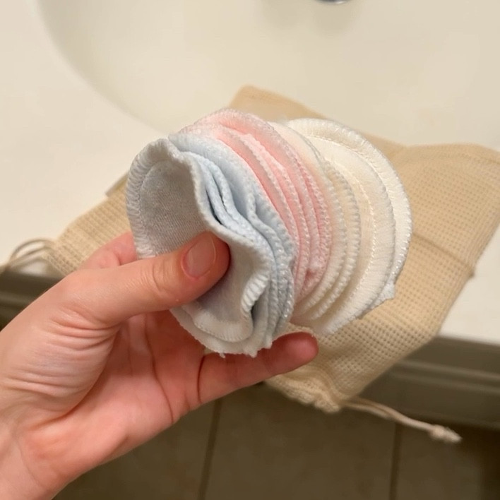 Reusable cotton rounds from amazon. Comes with 16 of them. Good replacement for throw away cotton rounds for your skincare and makeup removing. Comes with a bag to put them in the washing machine. 

#LTKhome #LTKbeauty #LTKVideo