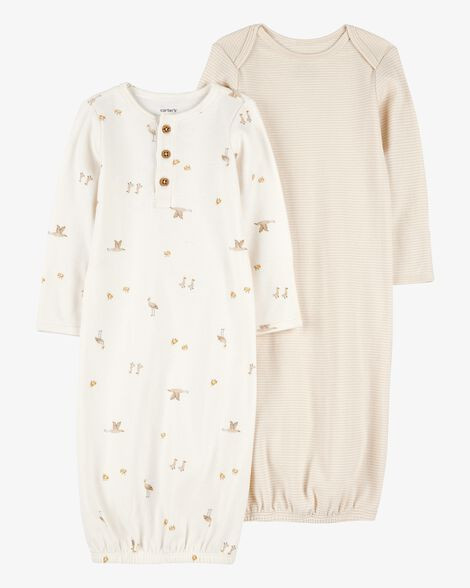 Baby 2-Pack Sleeper Gowns - Ivory/Tan | Carter's Inc