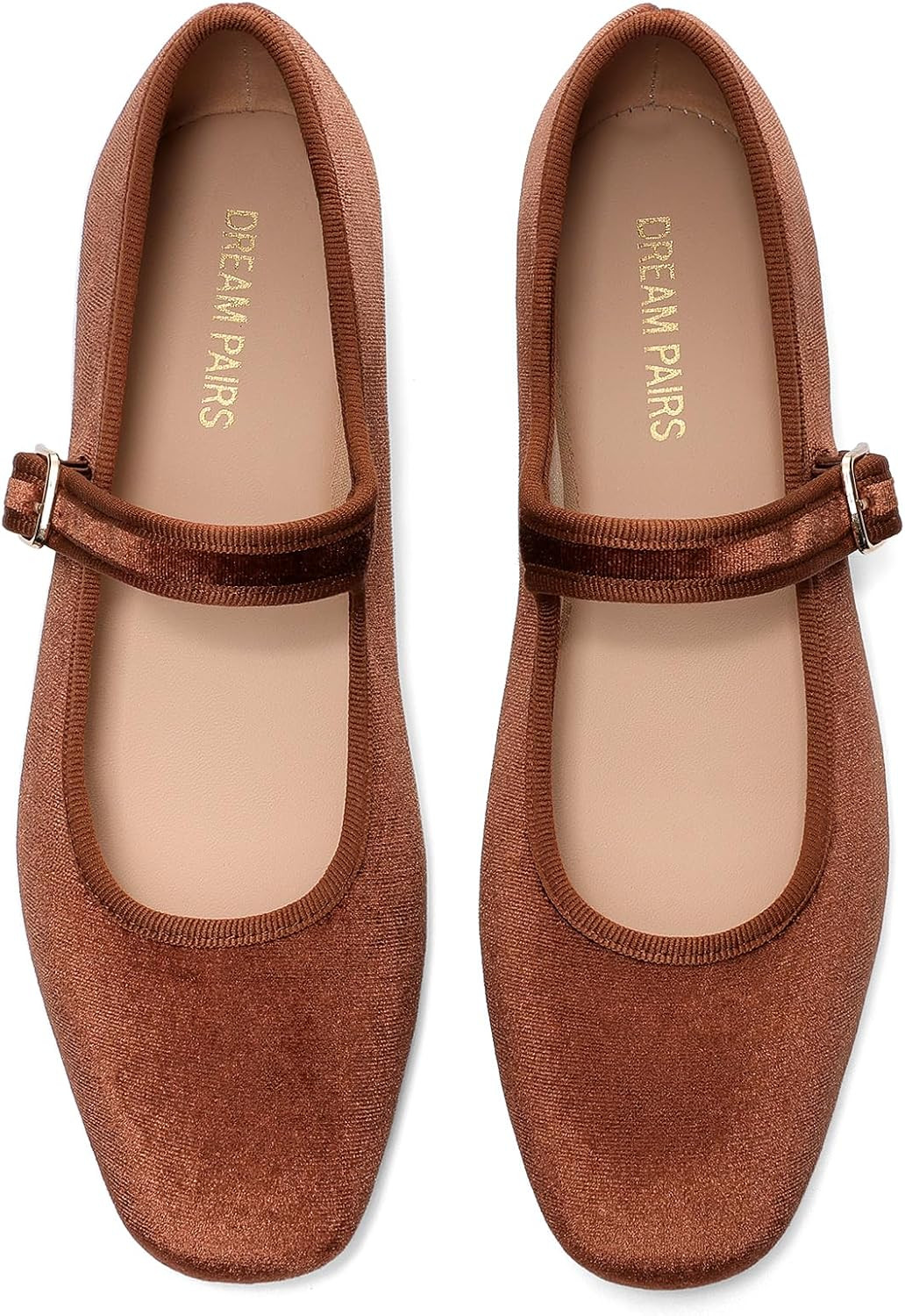 DREAM PAIRS Women's Velvet Mary Jane Ballet Flats | Amazon (US)