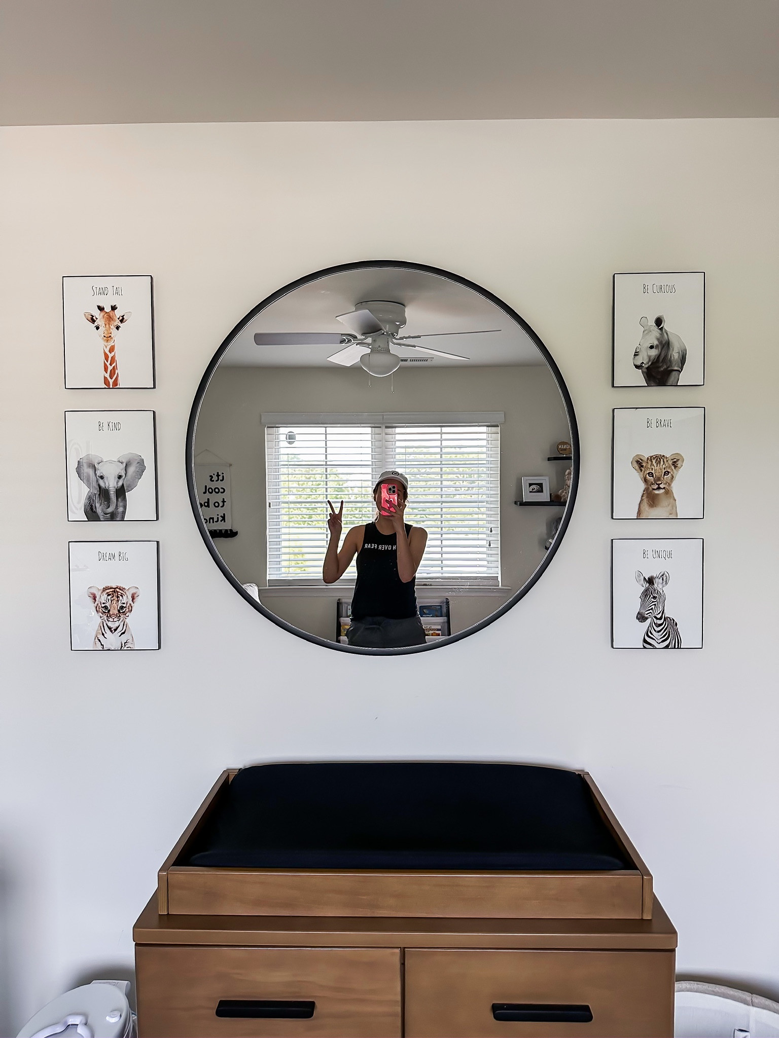 Nursery wall decor // big round mirror // amazon nursery decor // animal prints safari nursery 

#LTKfamily #LTKhome #LTKbaby