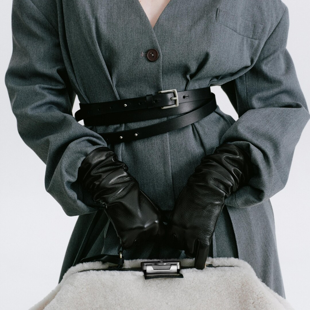 Black Genuine Leather Gloves, Like Long Classical Model, Accessories, Spring, Fall, Winter, Handm... | Etsy (US)