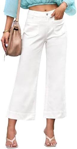 luvamia Wide Leg Jeans for Women Trendy High Waisted Flare Jeans Cropped Denim Pants Stretchy Bag... | Amazon (US)