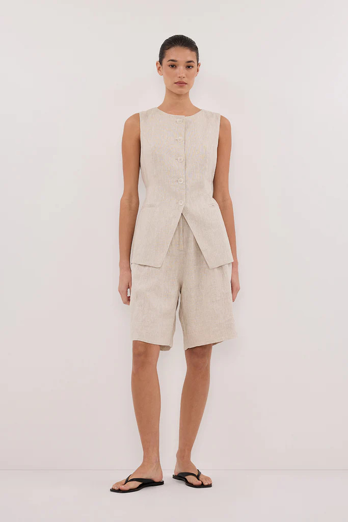 KAYLA NATURAL LINEN BERMUDA SHORT | DISSH