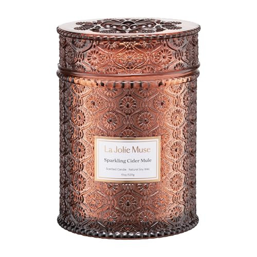 LA JOLIE MUSE Fall Candle | Sparkling Cider Mule Candle – Apple Cider, Orange & Amber | 19 oz Wooden Wick | Clean Burn & Vibrant Scent | Fun Gift for Hosts & Fall Tablescapes | Amazon (US)