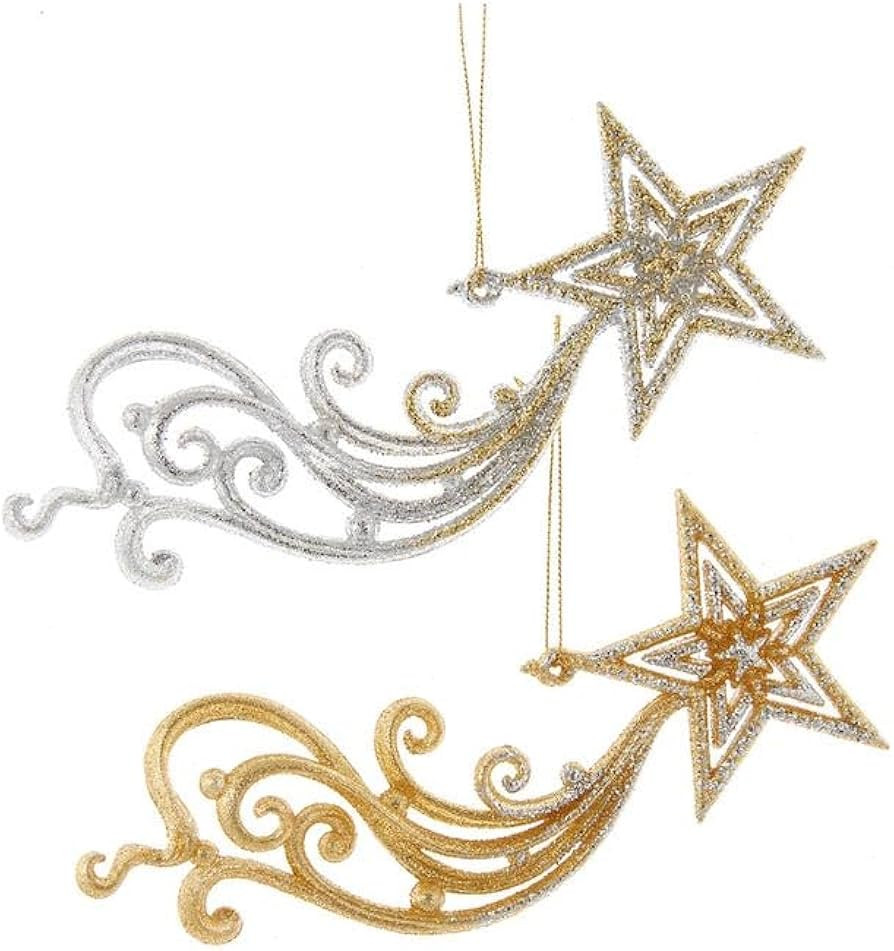Gold and Silver Shooting Star Ornaments, 2 Assorted | Amazon (US)