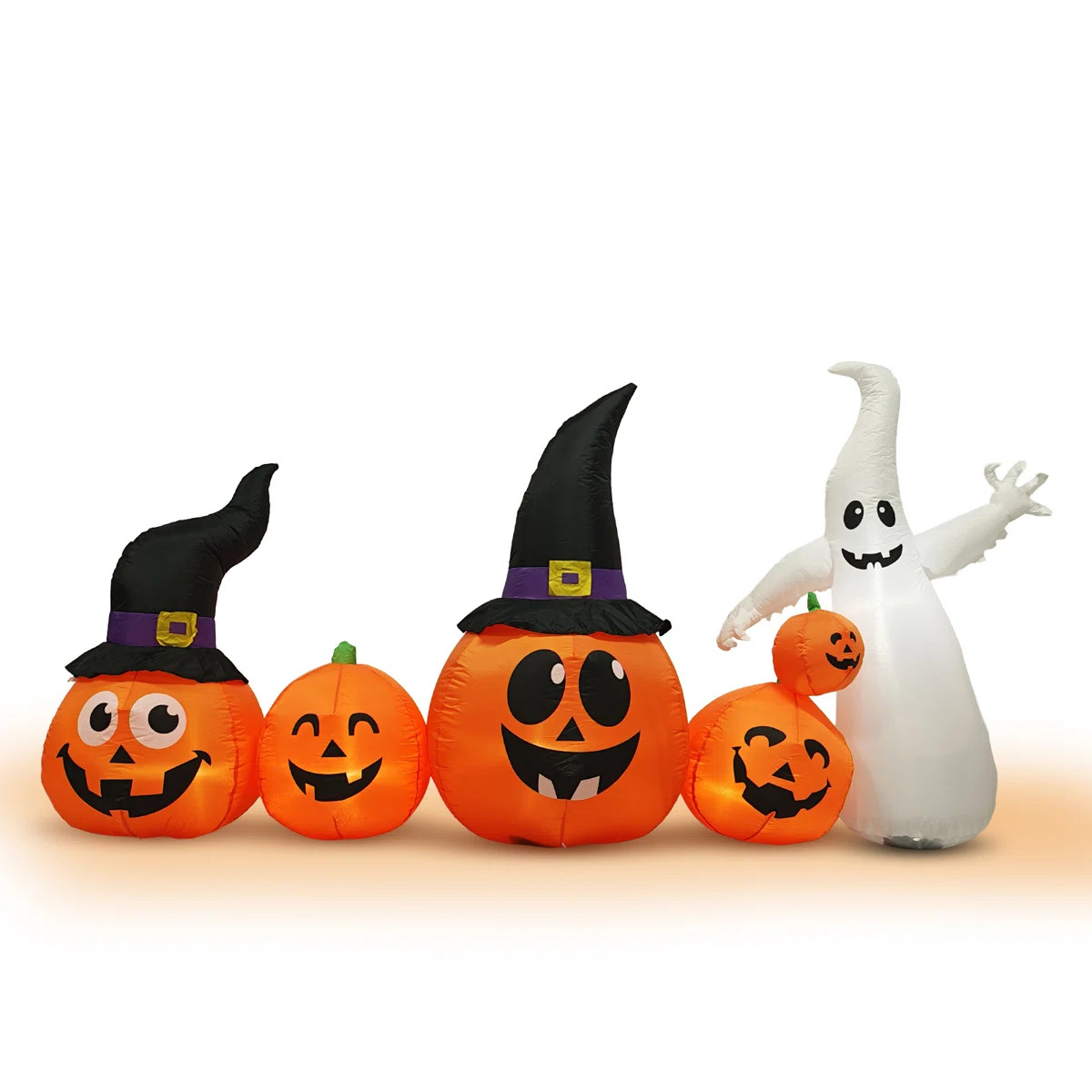 8'w Halloween Pumpkin Family With Ghost Inflatable Yard Decor | Wayfair North America