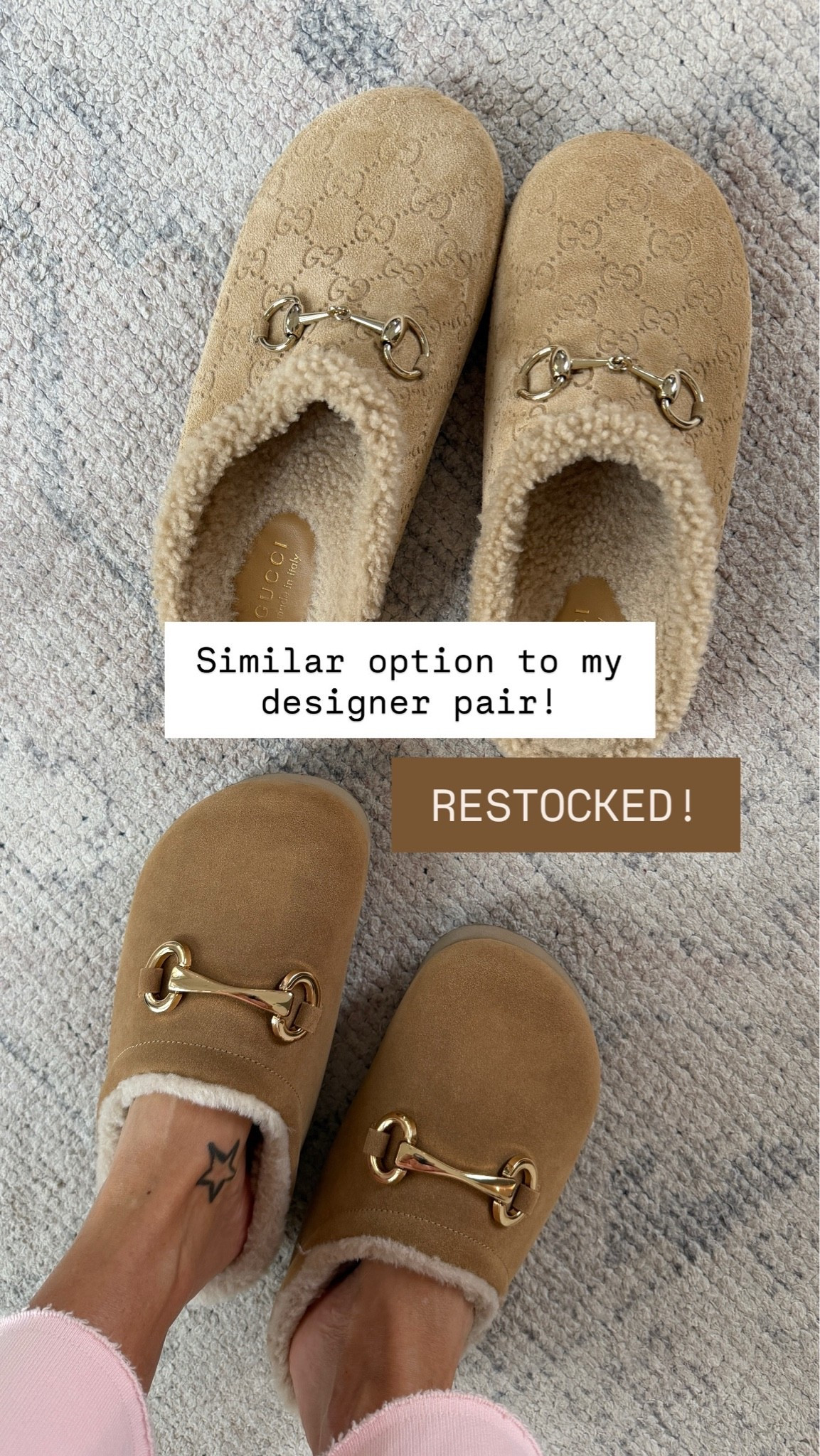 These mules from Target are restocked! 👏🏼 They sold out in less than 24 hours last time, so I would grab now! They are such a good lookalike for a designer pair!

Loverly Grey, Target, mules, slippers, loungewear, fall shoes
