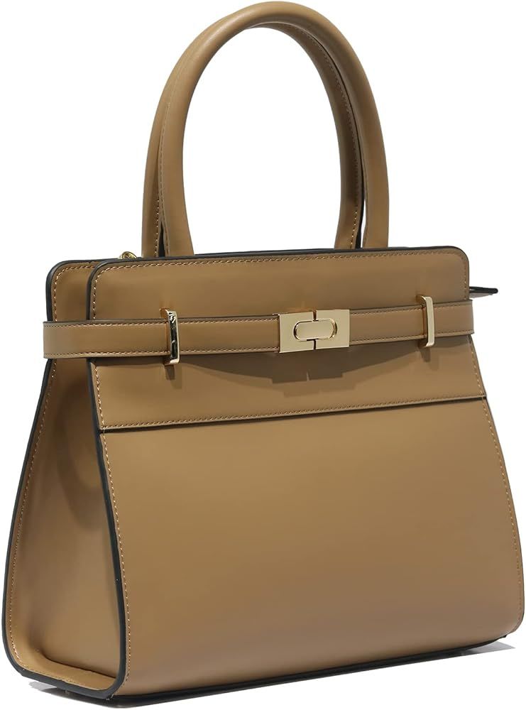Chinllo Womens Top-Handle Handbag Satchel Leather Purse Crossbody Bag with Long Detachable Strap | Amazon (US)