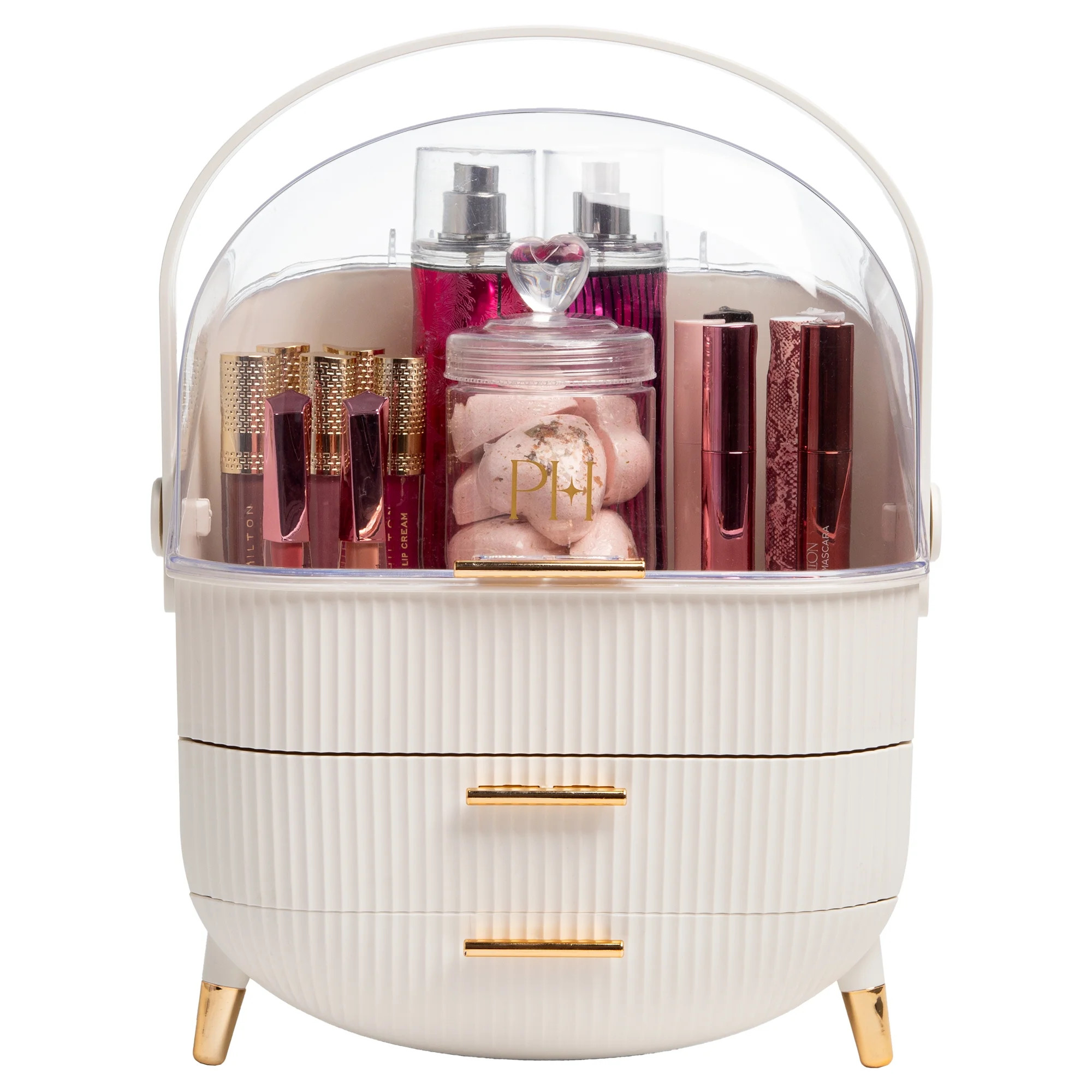 Paris Hilton Storage Organizer, Large Capacity, 2 Drawers, Carry Handle, Fluted Design, White | Walmart (US)