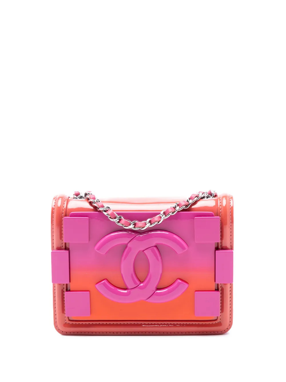 CHANEL Pre-Owned 2014 Mini Ombre Acrylic and Patent Boy Brick Flap crossbody bag - Pink | Farfetch Global