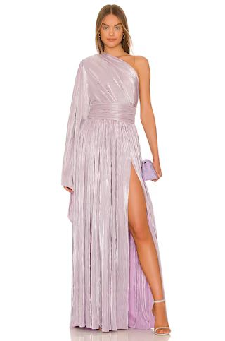 Bronx and Banco Florence One Shoulder Gown in Metallic Lilac from Revolve.com | Revolve Clothing (Global)