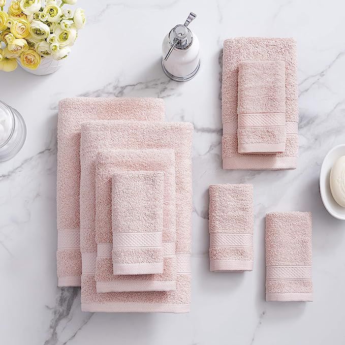 Welhome Basic 100% Cotton Towel (Blush) - 8 Piece Set - Quick Dry - Absorbent - Soft - 434 GSM - ... | Amazon (UK)