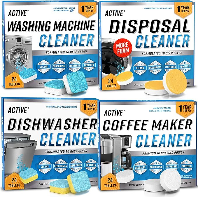 Washer Dishwasher Disposal & Coffee Cleaner Tablets - 96 Tabs Includes ACTIVE Washing Machine Cle... | Amazon (US)