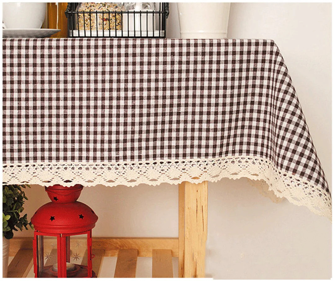 Tablecloth Gingham Vichy Check 5 Colors Lace Rectangle Square Round Oval Dining,coffee,party,wedd... | Etsy (US)
