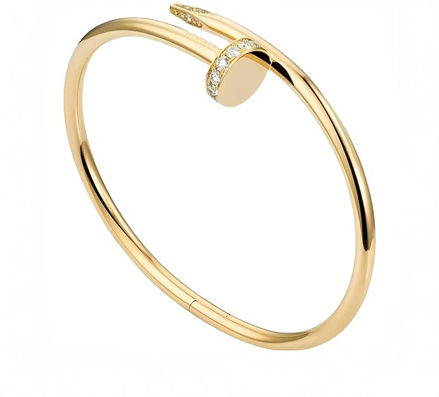 ceyfey 18K Gold Nail Bracelet for Women – Elegant Open Cuff Design, Stylish Jewelry Gift for La... | Amazon (US)