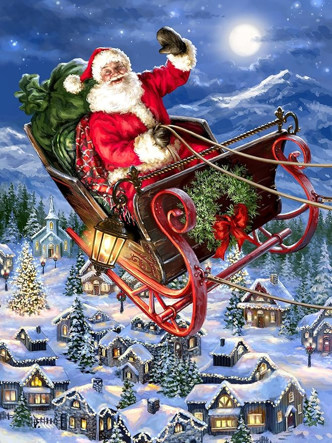 Springbok Delivering Christmas 500 Piece Jigsaw Puzzle - This Classic Scene of Santa in his Sleig... | Amazon (US)