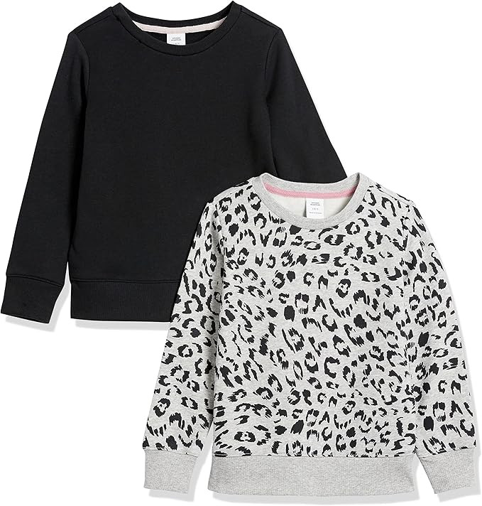 Amazon Essentials Girls and Toddlers' Fleece Crew-Neck Sweatshirts, Pack of 2 | Amazon (US)