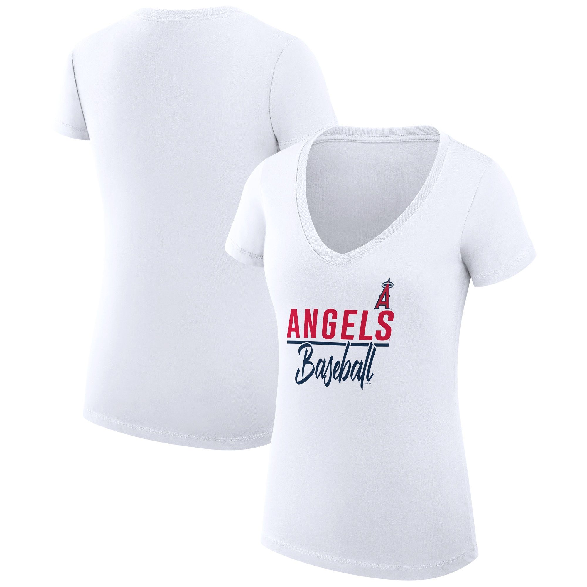 Women's Los Angeles Angels  G-III 4Her by Carl Banks White Team Graphic V-Neck Fitted T-Shirt | MLB Shop
