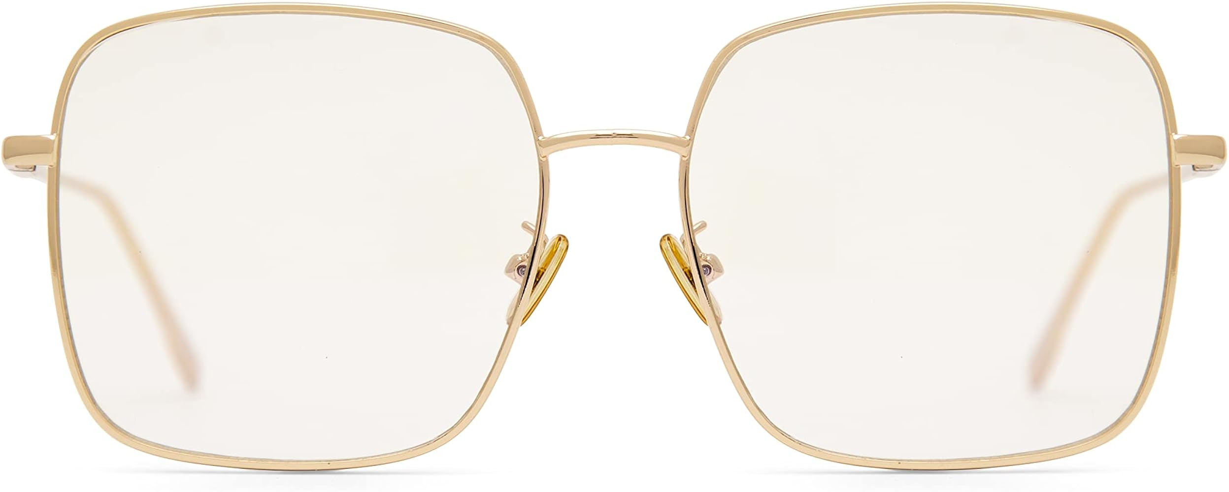 EVEE Square Oversized Anti-Blue Light Glasses For Women with Flat Lenses and Metal Frame - (Kelly... | Amazon (US)