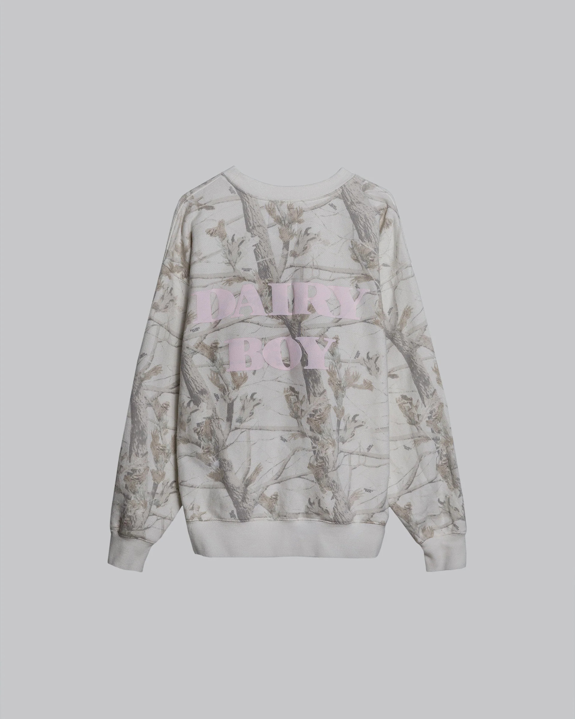 Woodland Camo Crewneck - Pink Puff Logo | Dairy Boy