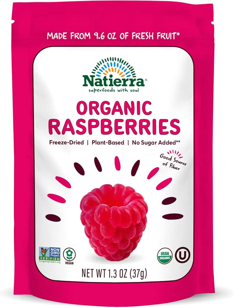 NATIERRA Nature's All Foods Organic Freeze-Dried Raspberries | Non-GMO & Vegan | 1.3 Ounce | Amazon (US)