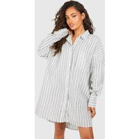 Womens Stripe Ultimate Oversized Shirt Dress - Black - 4 | boohoo (US & Canada)