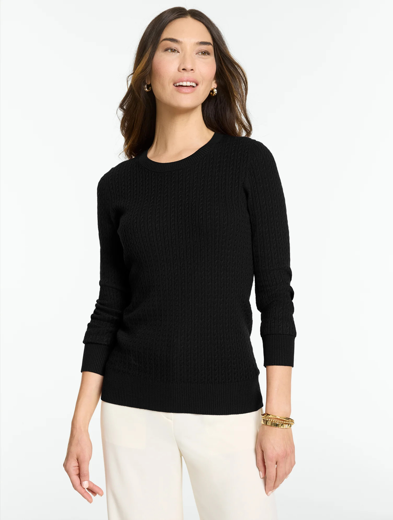 Plus Size - Micro Cable Sweater - Wildflower Blue - 3X Talbots | Talbots