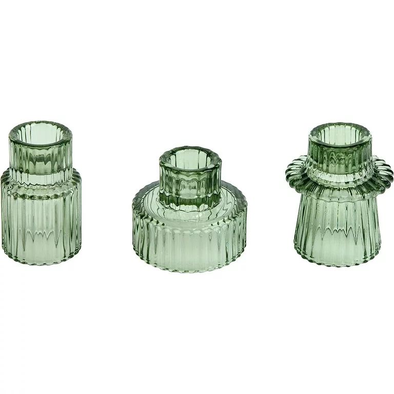 HofferRuffer Set of 3 Taper Glass Candle Holders, Tealight Candlestick Holders for Home Decoratio... | Walmart (US)