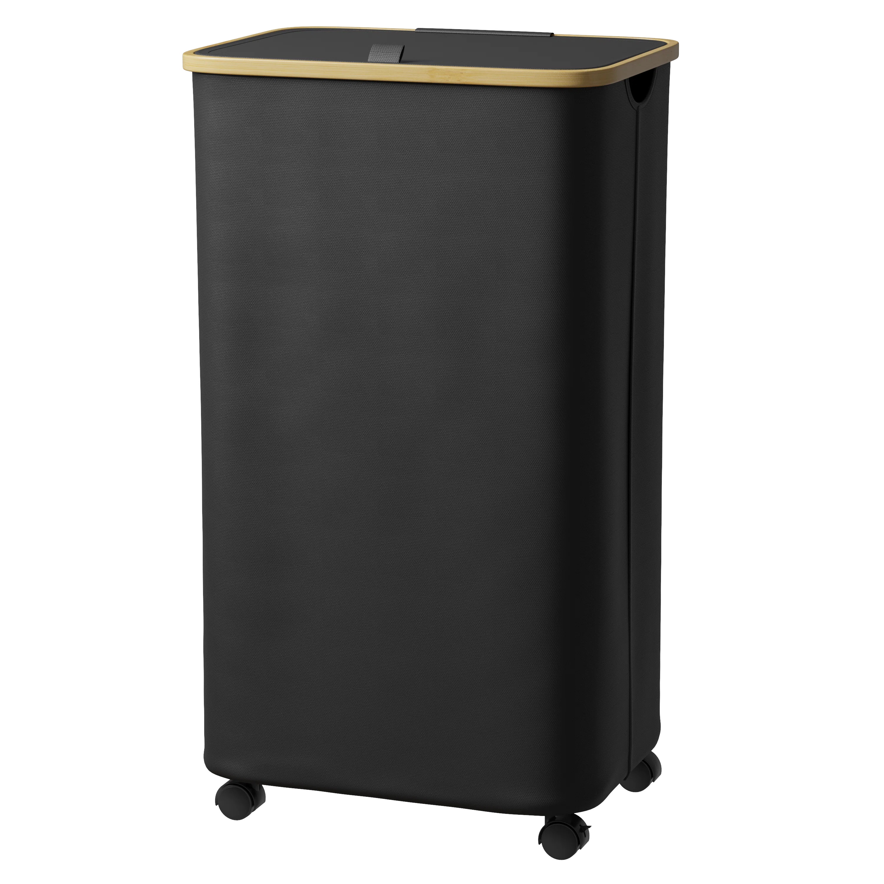 Laundry Hamper with Wheels and Lid, 26 Gallon Rolling Clothes Basket with Bamboo Handle for Bedro... | Wayfair North America