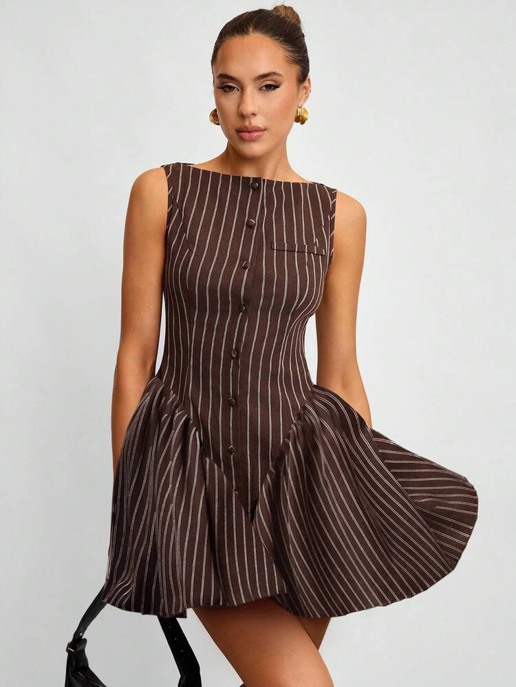Brown Striped Dress | SHEIN