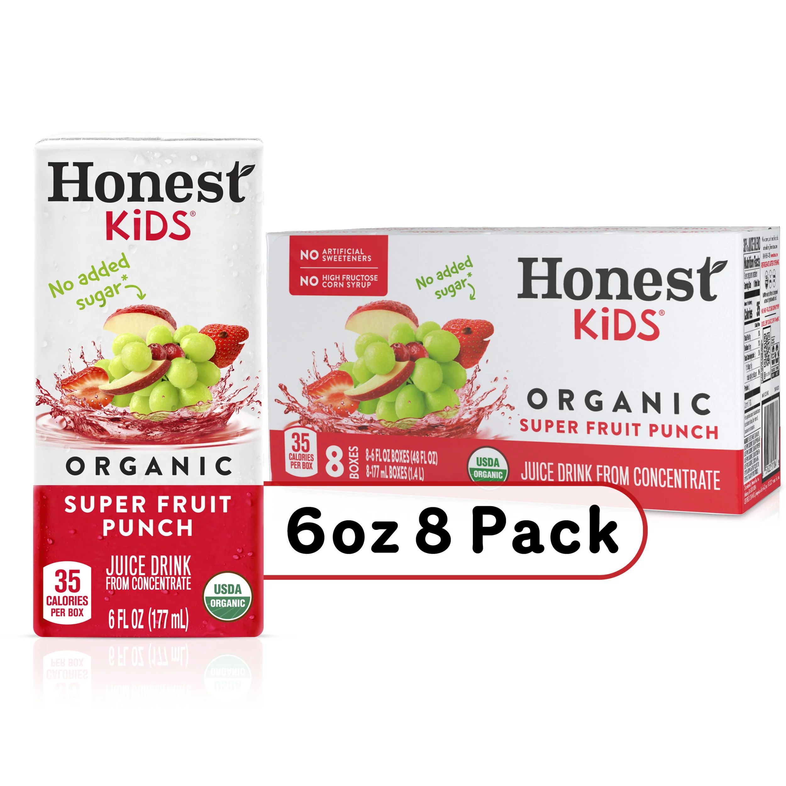 Honest Kids Organic Super Fruit Punch Juice, 6 fl oz, 8 Juice Boxes | Walmart (US)