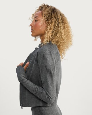 F&F Active Seamfree Zip Up Sports Jacket in Grey Marl | Tesco F&F