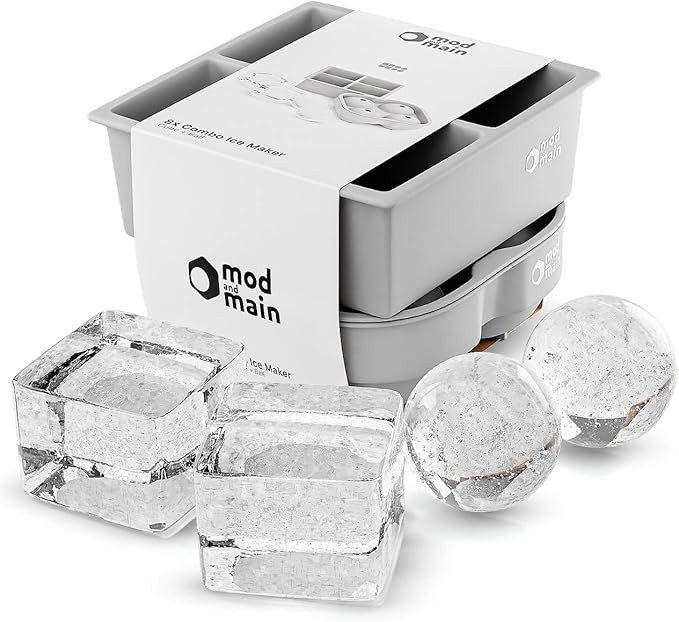 Mod and Main Ice Cube Molds - Silicone Whiskey Ice Cube Mold Combo Trays - Sphere Ice Ball Maker ... | Amazon (US)