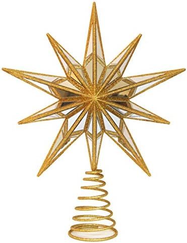 Amazon.com: 12" Christmas Tree Topper Star for Modern Holiday Tree Decorations and Glitter Stars for | Amazon (US)