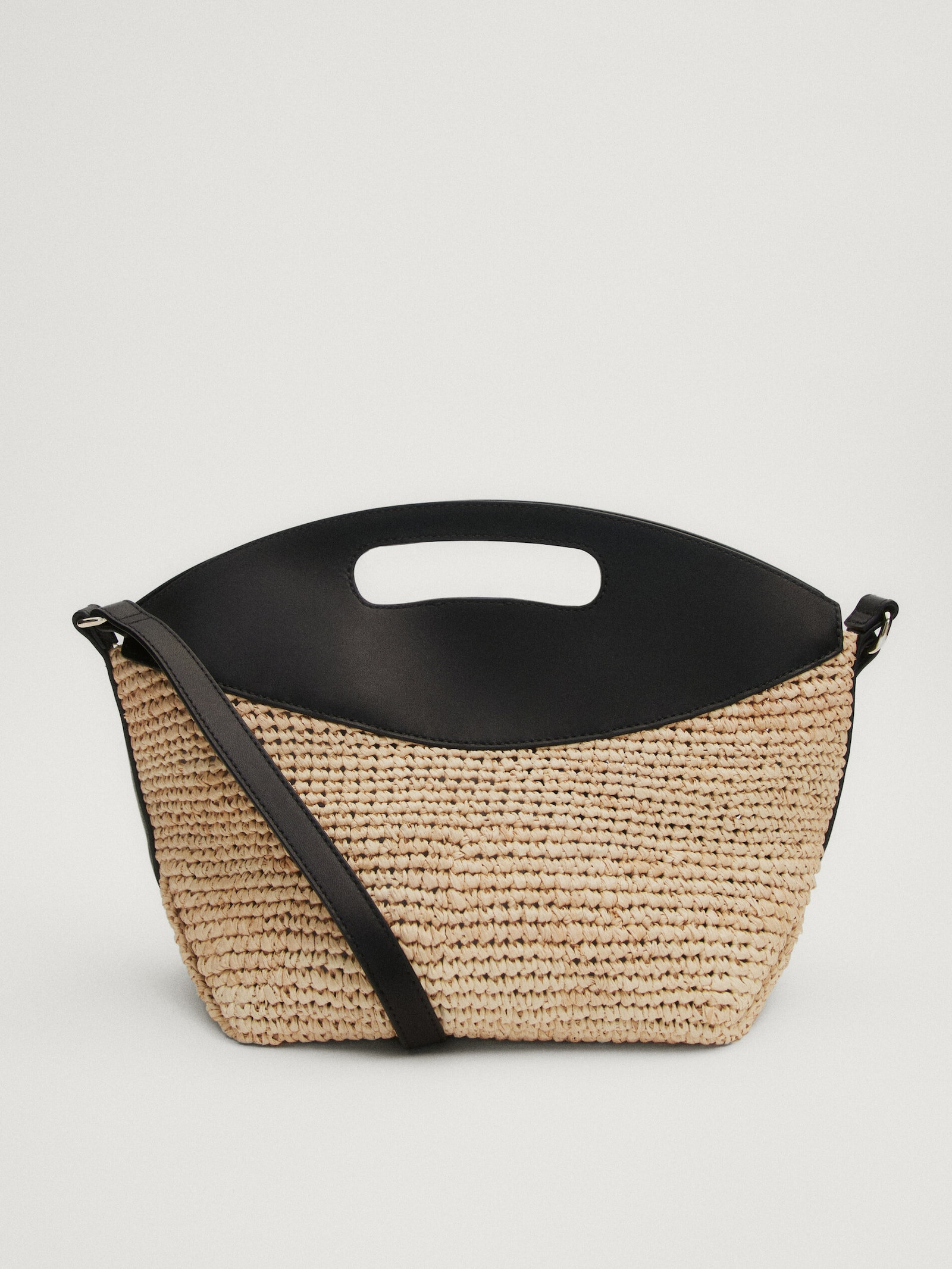Raffia crossbody bag with leather strap | Massimo Dutti UK