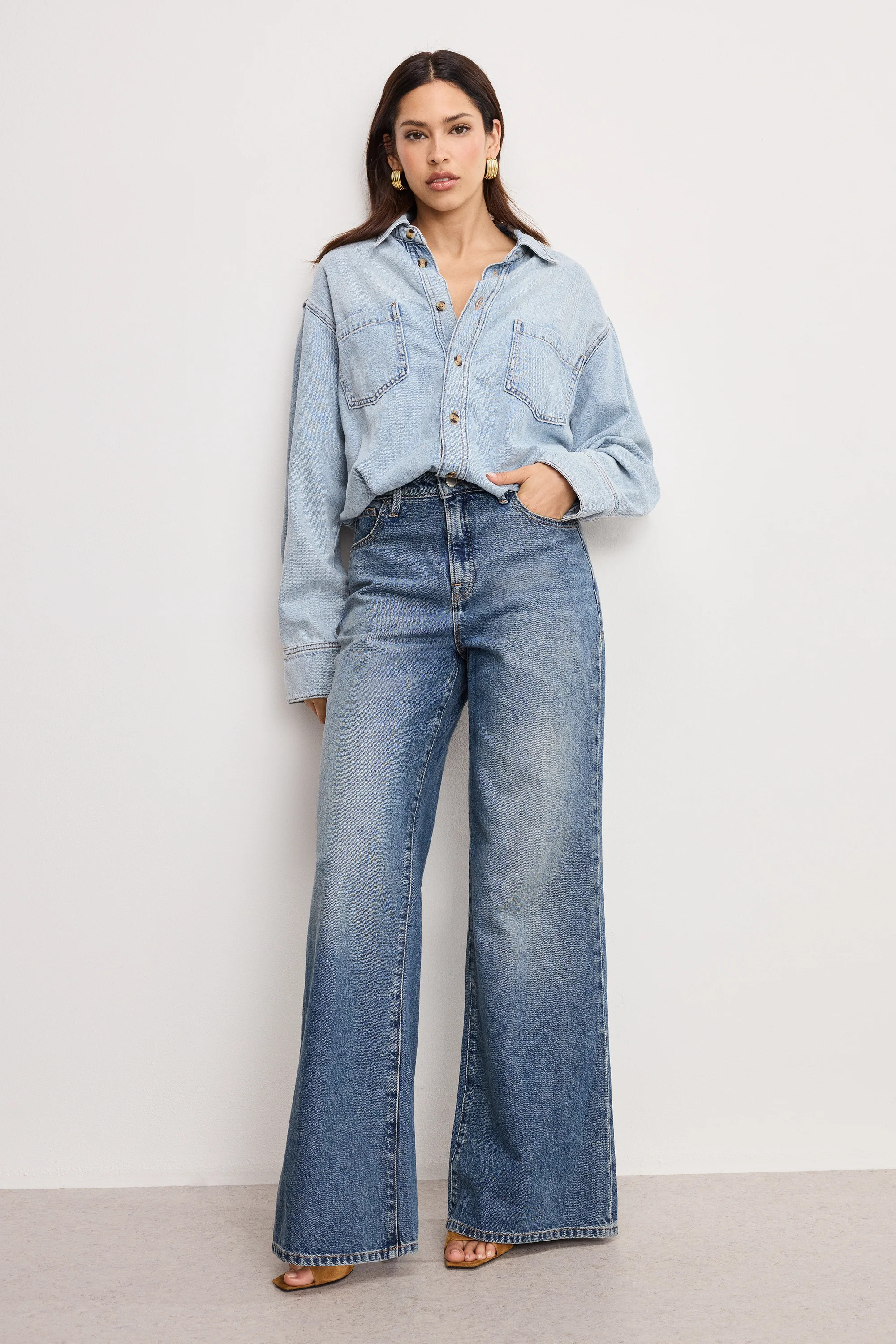 DENIM SHIRT JUMPSUIT | INDIGO796 - GOOD AMERICAN | Good American